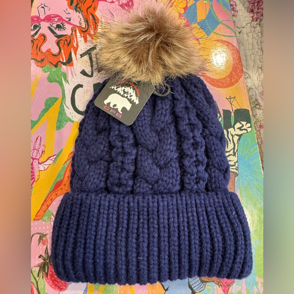 Women's CPB TRADING
Navy Cable Knit Acrylic Winter Lined Hat, One Size